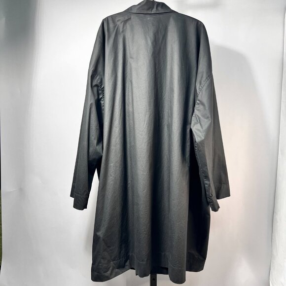 ESKANDER/Neiman Marcus Charcoal Linen/Pu Water Resistant Overcoat Sz 1 England - Picture 4 of 9